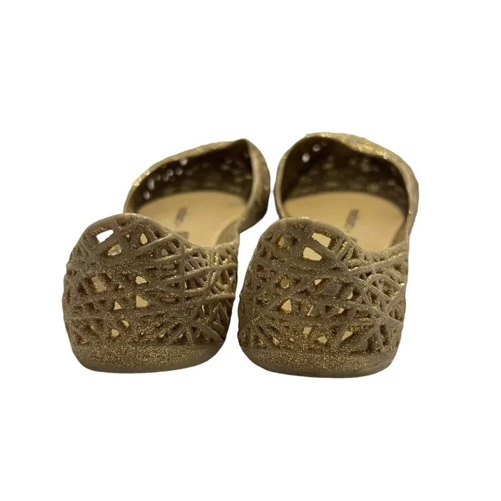 Melissa + Campana Sz 1 Zig Zag Gold Glitter Flats